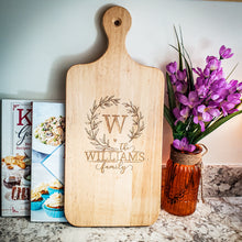 Load image into Gallery viewer, Custom engraved family serving board
