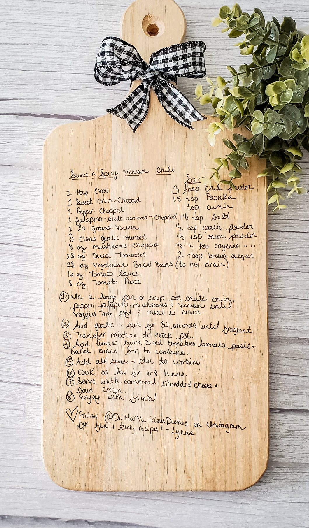 Custom engraved recipe board